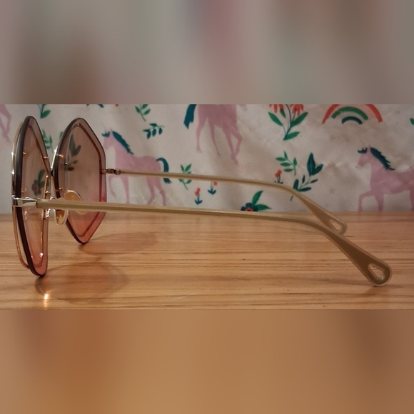 Chloe Layha Gold Tone & Pink Gradient UV Bohemian Casual Neutral Sunglasses main image 9
